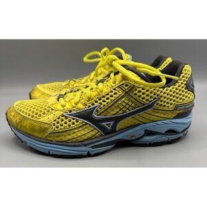 Mizuno Wave Rider 15 Women's Running Shoes Yellow Blue Black Lace Up Size 7